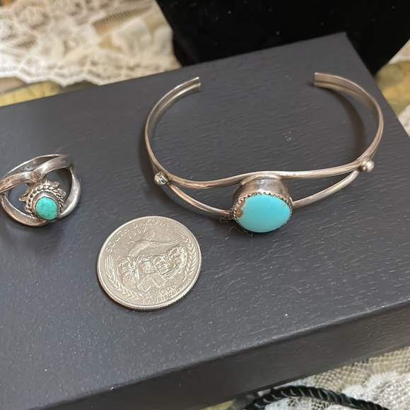 Sterling Sleeping Beauty Torquise bracelet and ring set - Picture 5 of 5